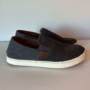 OluKai Womens Pehuea Shoes Size 10 Grey Slip-On Casual Mesh Drop Heel Sneakers